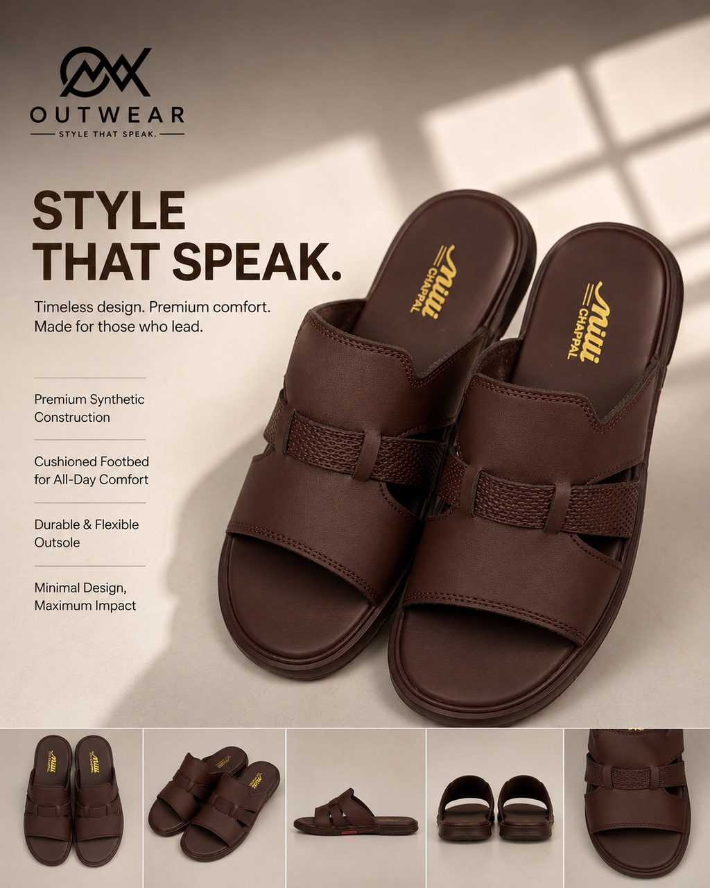 Premium Brown Comfort Slippers for Men