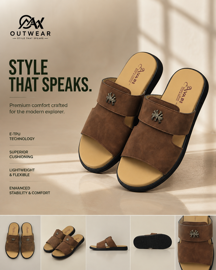 OUTWEAR Men's Brown Premium Slides