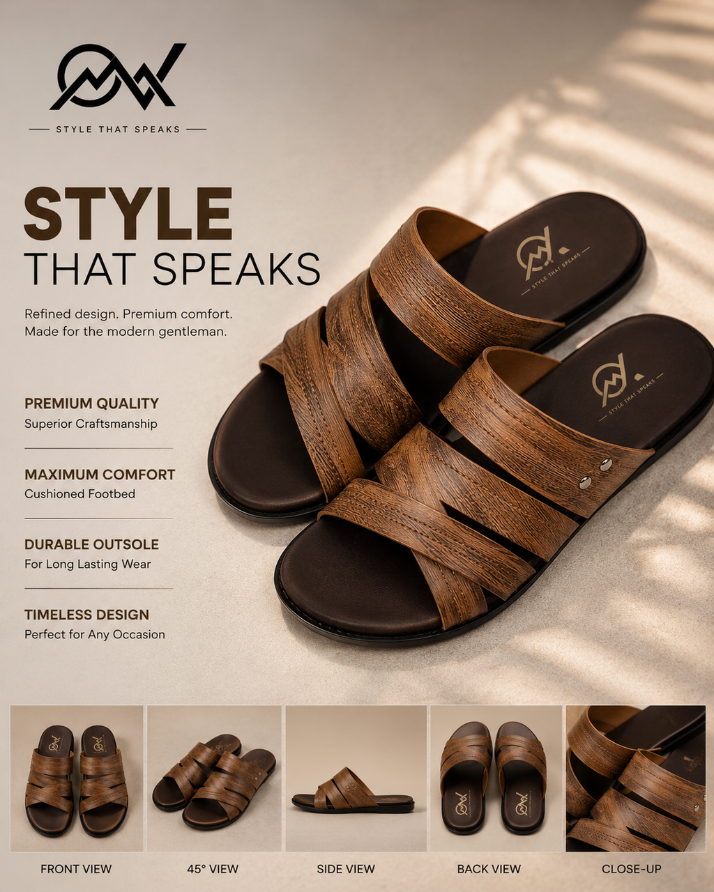 Premium Comfort Brown Slippers for Men