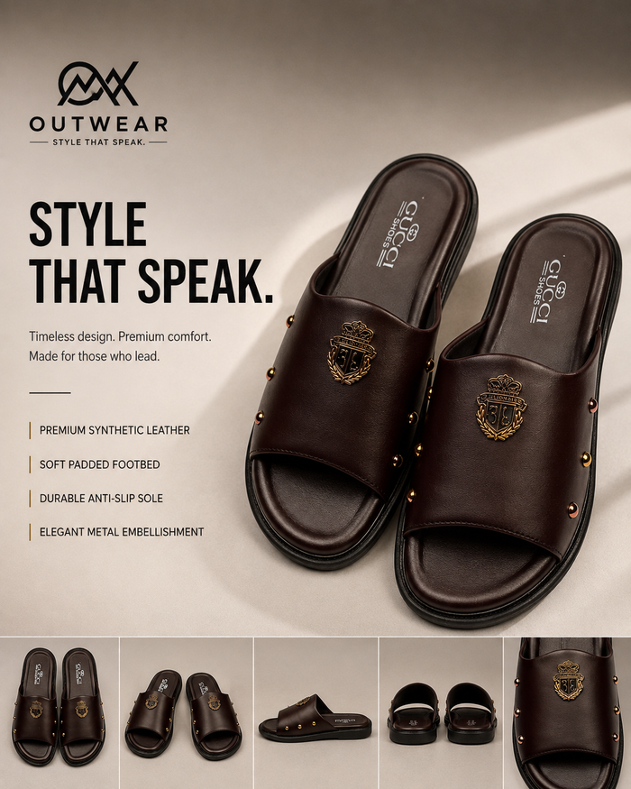 OUTWEAR Classic Luxe Brown Slides