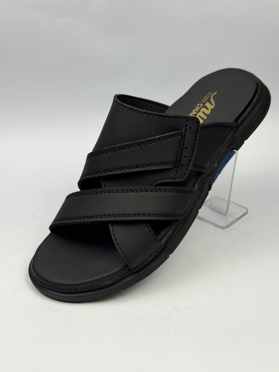 Premium Black Multi-Strap Comfort Slippers for Men