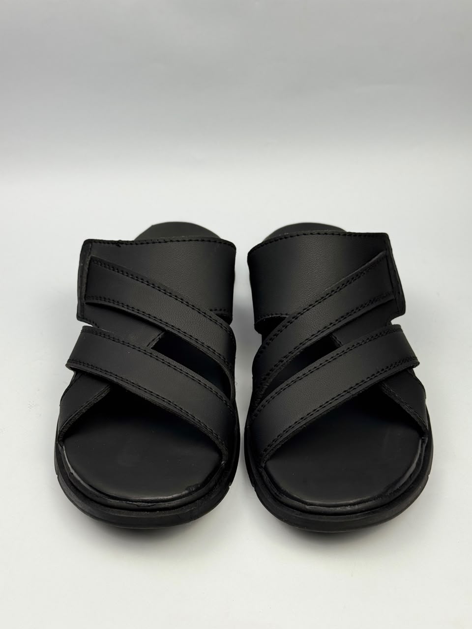 Premium Black Multi-Strap Comfort Slippers for Men