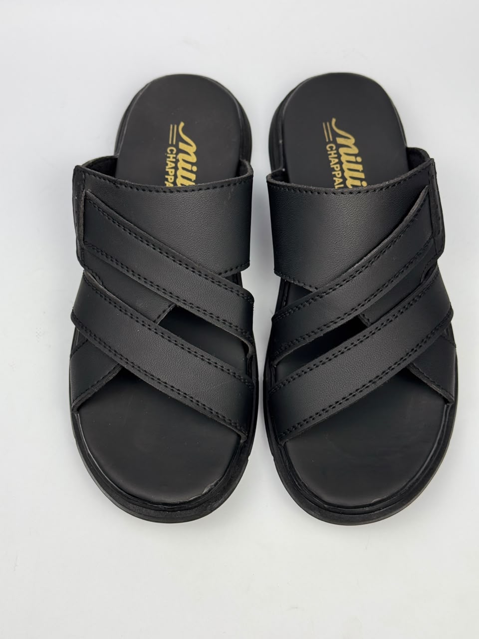Premium Black Multi-Strap Comfort Slippers for Men