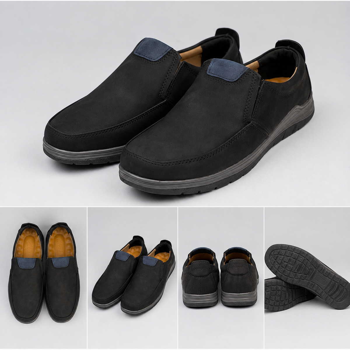 Premium Comfort Black gray Slip-On Shoes for Men