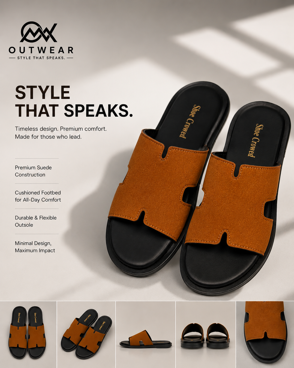 Premium Tan Comfort Slippers for Men